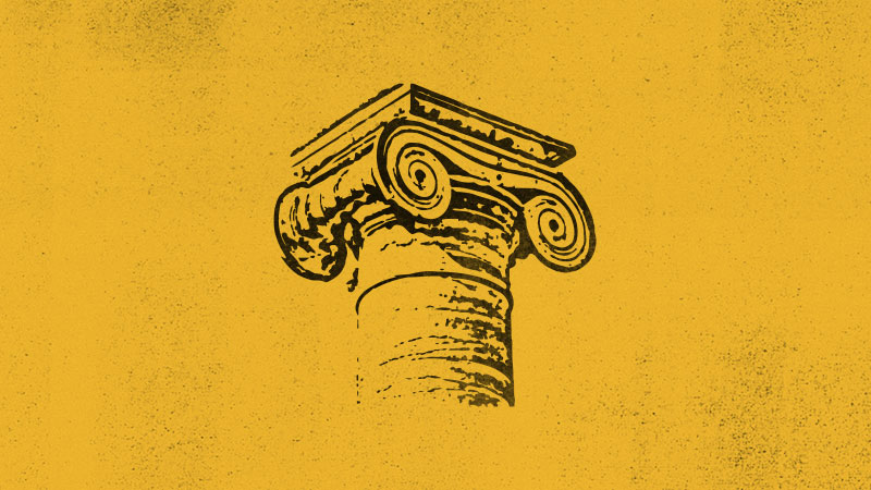 Line drawing of the capital of a column